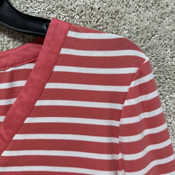 Lauren Ralph Lauren Shirt NWT Women's Large Orange Nautical Striped V Neck Top - Picture 4 of 9